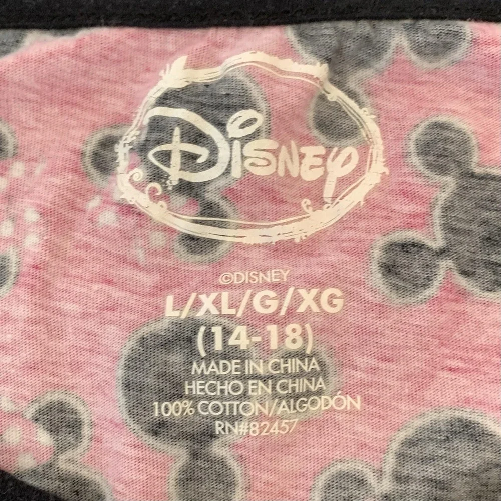 Disney Sleepshirt Girls XL 14-18 Black Minnie Mickey Happy Graphic Nightgown